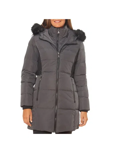 Vince Camuto Womens Faux Fur Down Puffer Coat In Pink