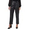 Vince Camuto Womens Faux Leather Pleated Straight Leg Pants In Black