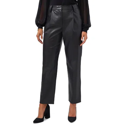 Vince Camuto Womens Faux Leather Pleated Straight Leg Pants In Rich Black