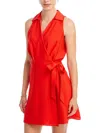 Vince Camuto Womens Faux-wrap Mini Shirtdress In Multi