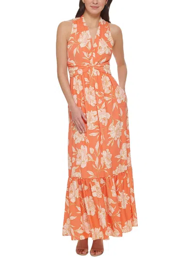 Vince Camuto Womens Floral Long Maxi Dress In Pink