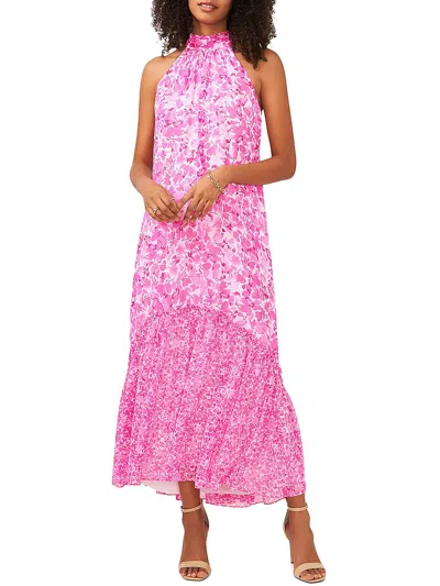 Vince Camuto Womens Floral Polyester Maxi Dress In Pink