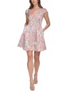 Vince Camuto Womens Floral Print Above Knee Fit & Flare Dress In Multi