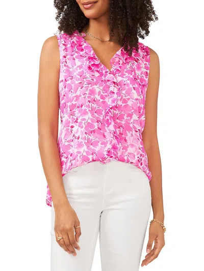 Vince Camuto Womens Floral Print Cascade Ruffle Blouse In Pink