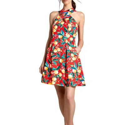 Vince Camuto Womens Floral Print Polyester Fit & Flare Dress In Red