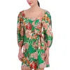 Vince Camuto Womens Floral Print Short Mini Dress In Green