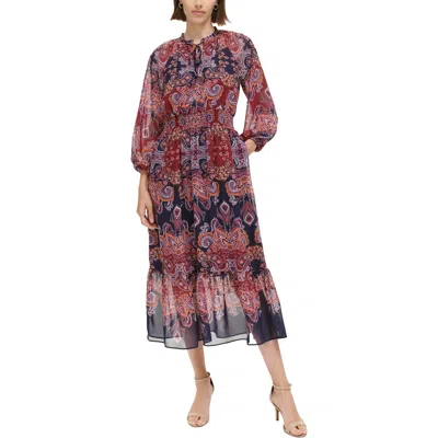Vince Camuto Womens Floral Smocked Midi Dress In Multi