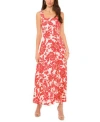 Vince Camuto Womens Floral Square Neck Smocked Back Sleeveless Maxi Dress Xxs 3x In Red