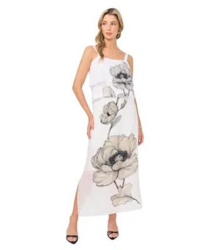 Vince Camuto Womens Floral Square Neck Tank Top Layered Maxi Skirt In White