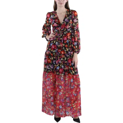 Vince Camuto Womens Floral V-neck Maxi Dress In Multi