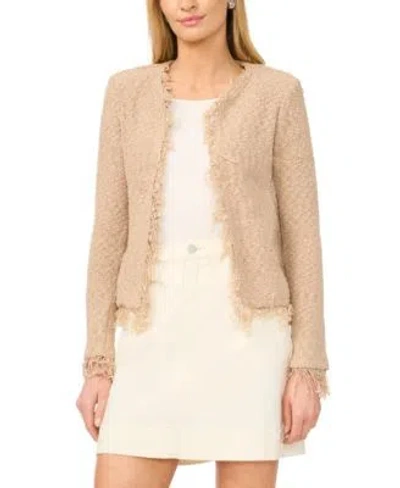 Vince Camuto Womens Fringe Cropped Pull On Jacket In Brown