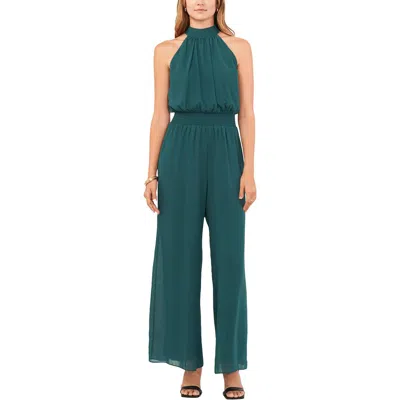 Vince Camuto Womens Georgette Smocked Jumpsuit In Blue