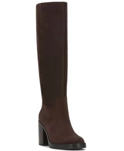 Vince Camuto Womens Gibi Platform Boot Regular Narrow Calf Wide Calf Extra Wide Calf In Burnt Sugar Suede