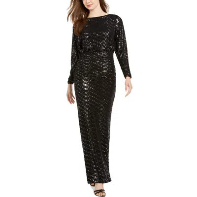Vince Camuto Womens Glitter Long Evening Dress In Black