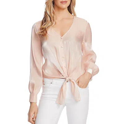 Vince Camuto Womens Iridescent V-neck Button-down Top In Multi