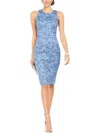 Vince Camuto Petite Cutout-back Embellished Lace Dress In Blue