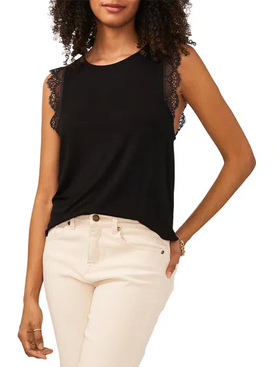 Vince Camuto Womens Lace Square Neck Pullover Top In Black