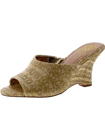 Vince Camuto Womens Leather Wedge Heel Slide Sandals In Multi