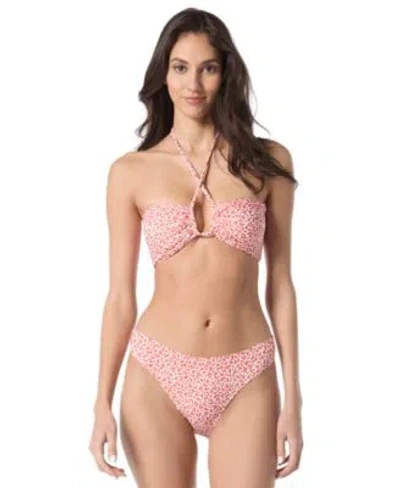 Vince Camuto Womens Leopard Print Bikini Top High Cut Bottoms In Pink