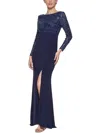 VINCE CAMUTO WOMENS MESH EMBROIDERED EVENING DRESS