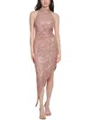 VINCE CAMUTO WOMENS MESH SEQUINED EVENING DRESS