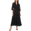 Vince Camuto Women's Metallic-print V-neck Maxi Dress In Black