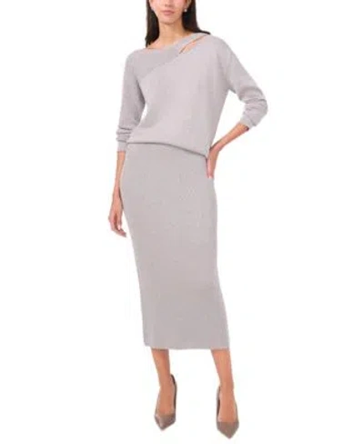 VINCE CAMUTO WOMENS METALLIC CUTOUT SWEATER MIDI SKIRT