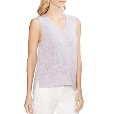 Vince Camuto Womens Metallic Double V Tank Top Sweater In Gray