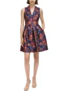 Vince Camuto Petites Womens Embroidered Polyester Fit & Flare Dress In Multi