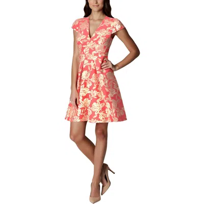 Vince Camuto Womens Metallic Polyester Fit & Flare Dress In Pink