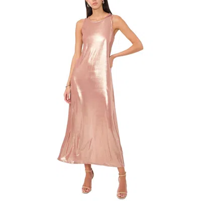 Vince Camuto Womens Metallic Shimmer Maxi Dress In Rose Clay