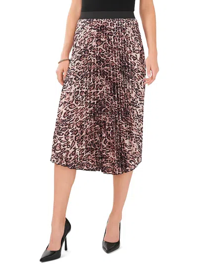 Vince Camuto Womens Midi Animal Print Pleated Skirt In Multi