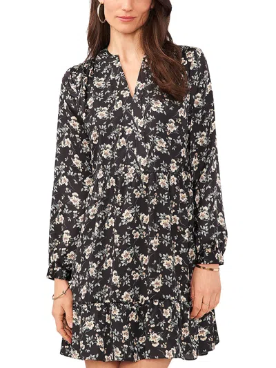 Vince Camuto Womens Mini Floral Print Sheath Dress In Black