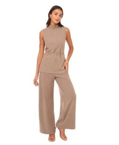 Vince Camuto Womens Mock Neck Sleeveless Top Pull On Wide Leg Pants In Neutral