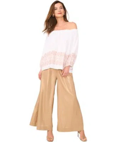 Vince Camuto Womens Off The Shoulder Top Wide Leg Pants In White