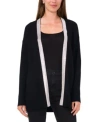 Vince Camuto Womens Open Front Rhinestone Trim Cardigan Xxs 3x In Black