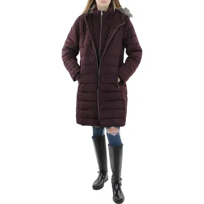 Vince Camuto Womens Outerwear Midi Puffer Jacket In Black