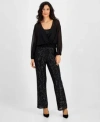 Vince Camuto Sequin Flare Leg Pants In Rich Black