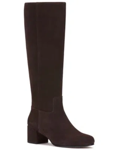 Vince Camuto Womens Pazzla Block Heel Casual Boots Regular Wide Extra Wide Calf In Brown