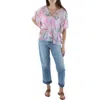 Vince Camuto Womens Peplum Floral Peplum Top In Multi