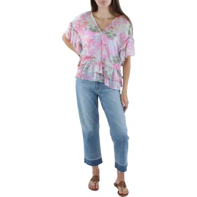 Vince Camuto Womens Peplum Floral Peplum Top In Multi