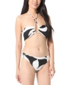 Vince Camuto Womens Printed Bandeau Bikini Top Bottoms In Black,white