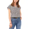 Vince Camuto Abstract Print V-neck Top In Black