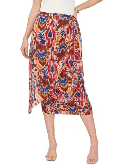 VINCE CAMUTO WOMENS PRINTED FRONT-TIE MIDI SKIRT