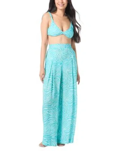 VINCE CAMUTO WOMENS PRINTED KNOTTED BIKINI TOP PRINTED COVER UP PANTS