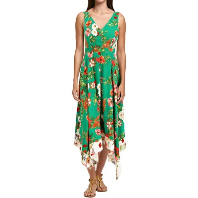 Vince Camuto Womens Printed Satin Midi Dress