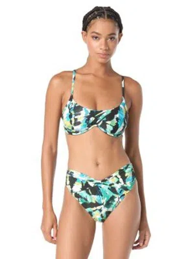 Vince Camuto Womens Printed Scoop Neck Underwire Bikini Top Printed Twist Front Bikini Bottom In Blue