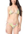 Vince Camuto Womens Printed Triangle Bikini Top Printed Side Tie Bikini Bottoms In Multi
