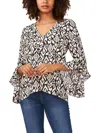 VINCE CAMUTO WOMENS PRINTED V-NECK BLOUSE