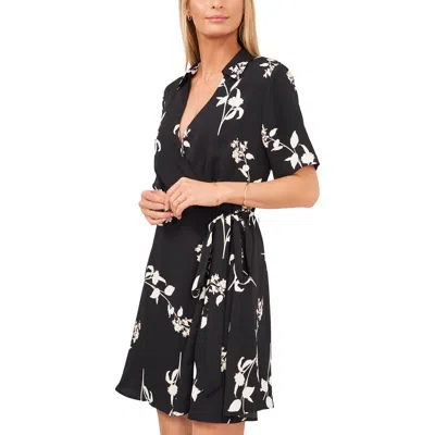 Vince Camuto Womens Puff Sleeve Mini Wrap Dress In Black